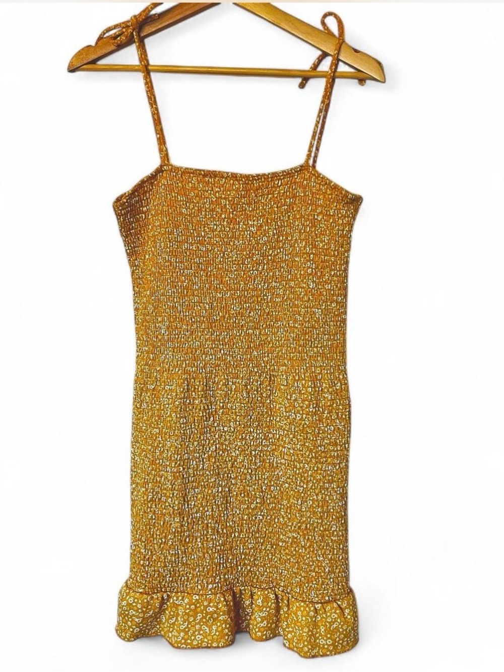 Cotton On Mustard Yellow Floral Smocked Mini Dress